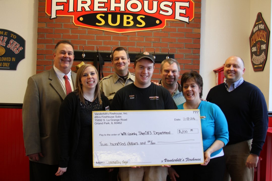 FIREHOUSE SUBS DONATES TO WILL COUNTY SHERIFF'S OFFICE